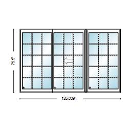 PELLA Lifestyle Series Contemporary 3 Panel OXO 126" X 79.5" Advanced Low-E Insulating Tempered Argon Fill Glass Assembled Sliding/Gliding Patio Door Grilles/Screen Options